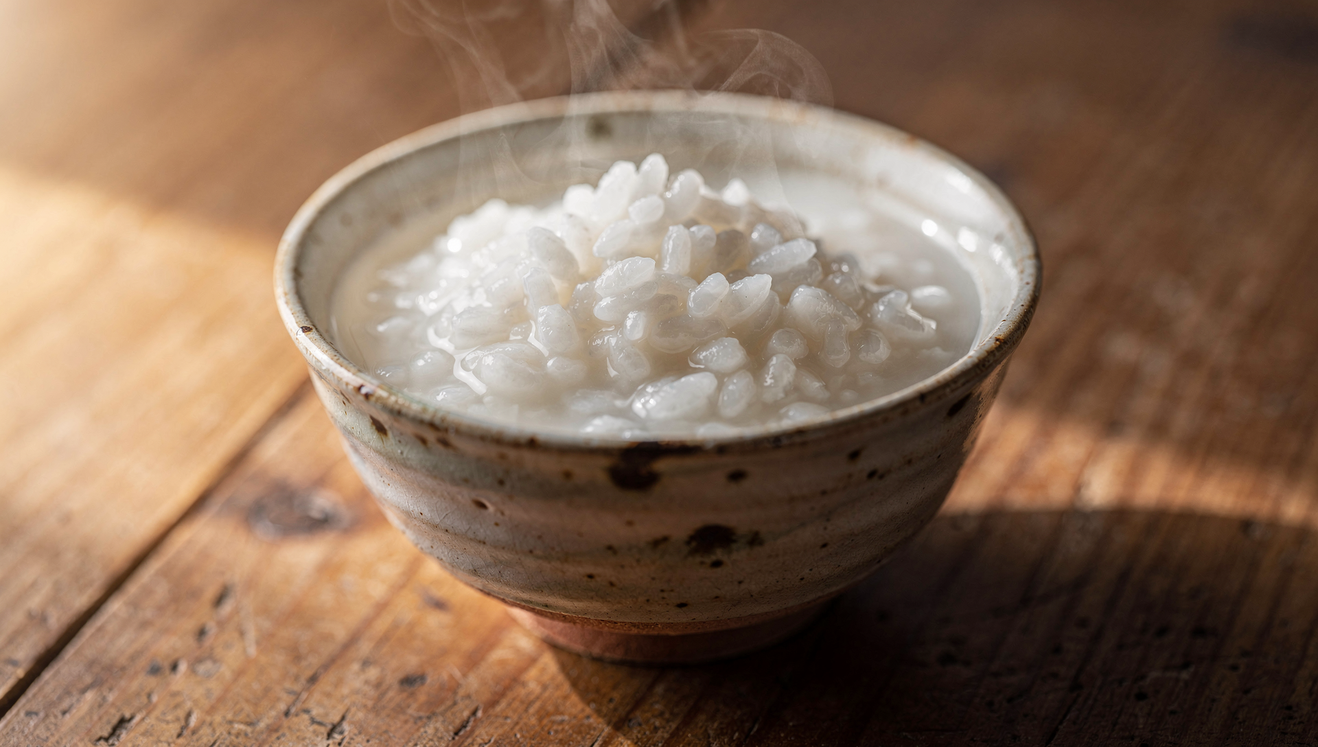 Amazake - japanischer fermentierter Reisdrink in traditioneller Keramikschale