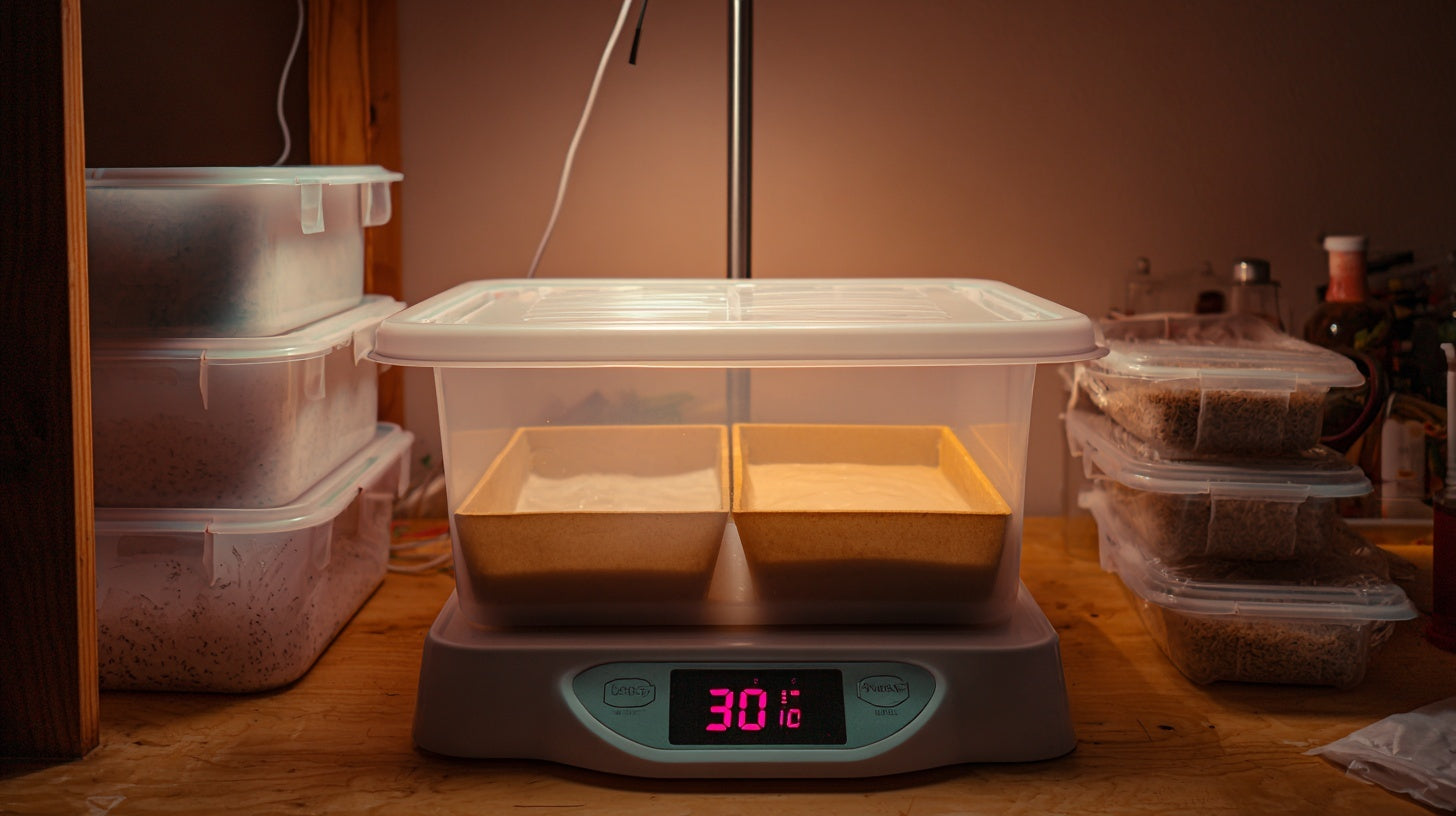 DIY Koji Inkubator aus Plastikbox mit Heizmatte und Thermometer