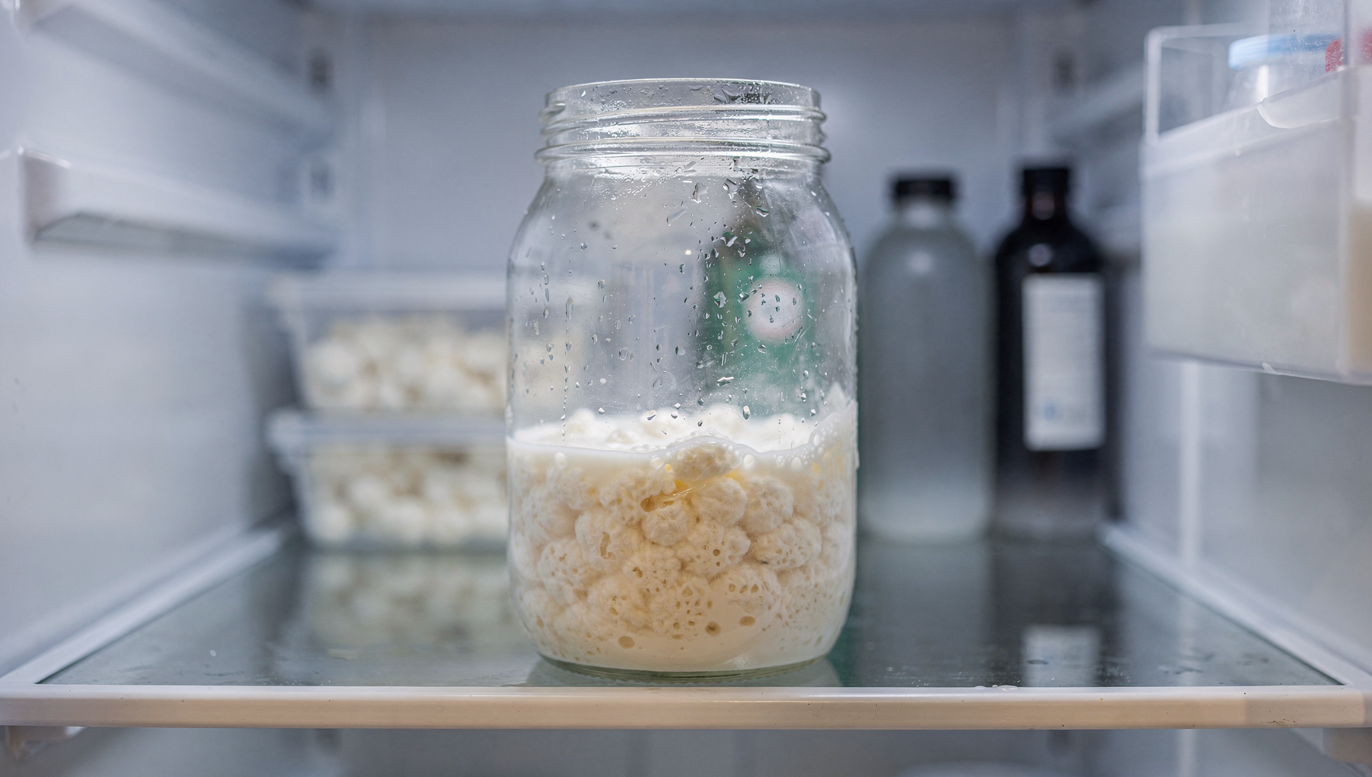 Kefir im Kühlschrank lagern für eine Fermentationspause