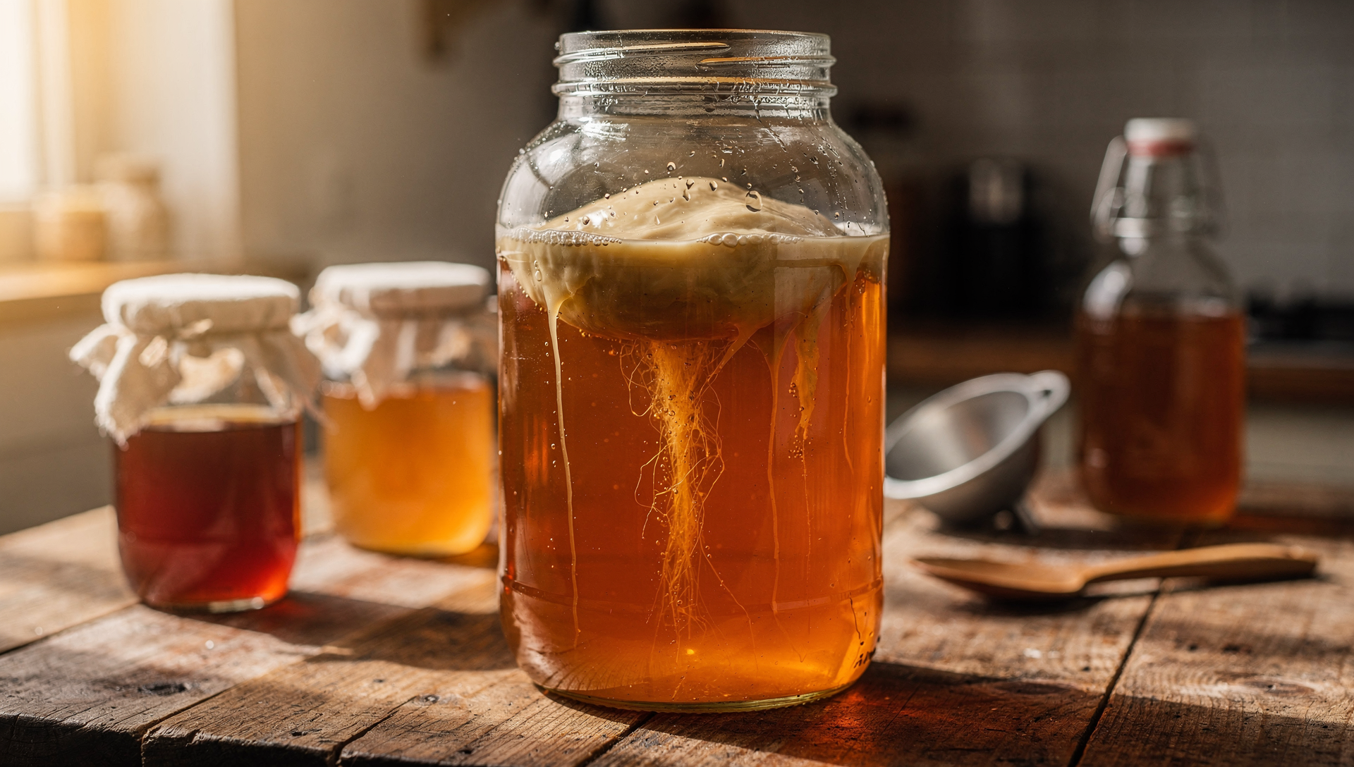 Kombucha selber machen - SCOBY im Fermentationsglas