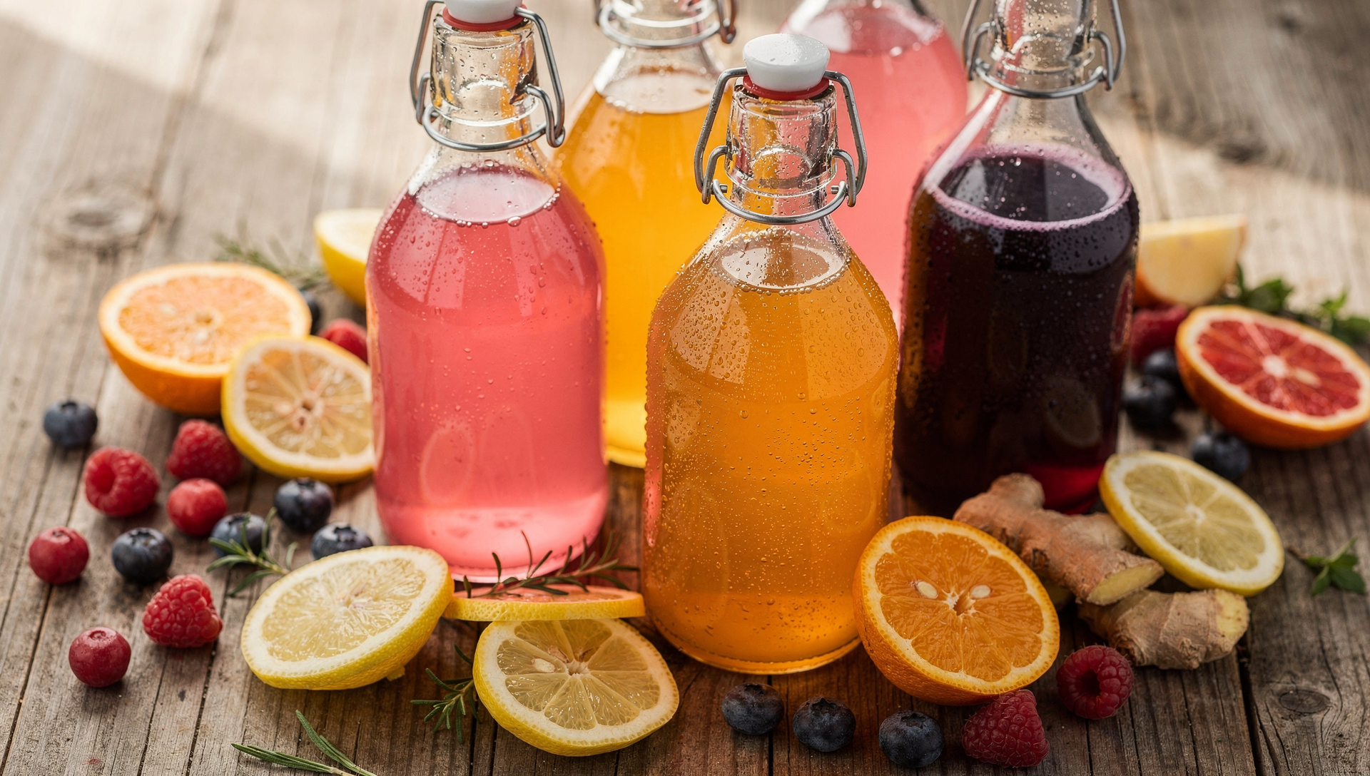 Kombucha Zweitfermentation - Bunte Geschmacksrichtungen in Bügelflaschen