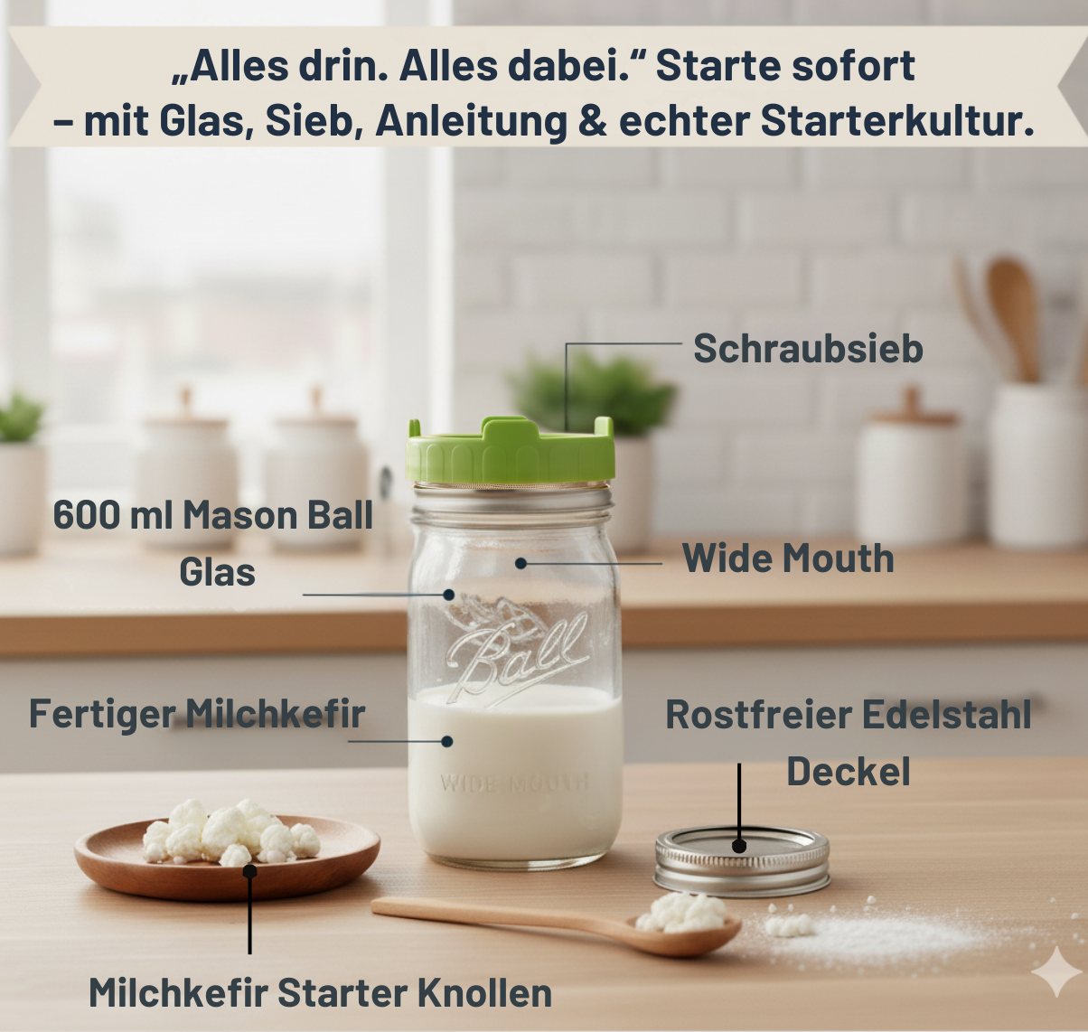 Fermentationsglas– Für Wasserkefir, Milchkefir & Mikroben-Magie