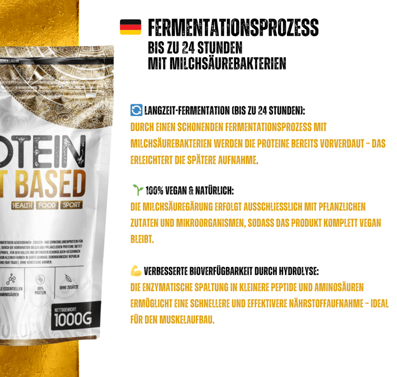Fermentiertes Proteinpulver – Pflanzliches Eiweiß aus fermentierter Erbse – Vegan, laktosefrei, glutenfrei, 100% natürlich – 600g