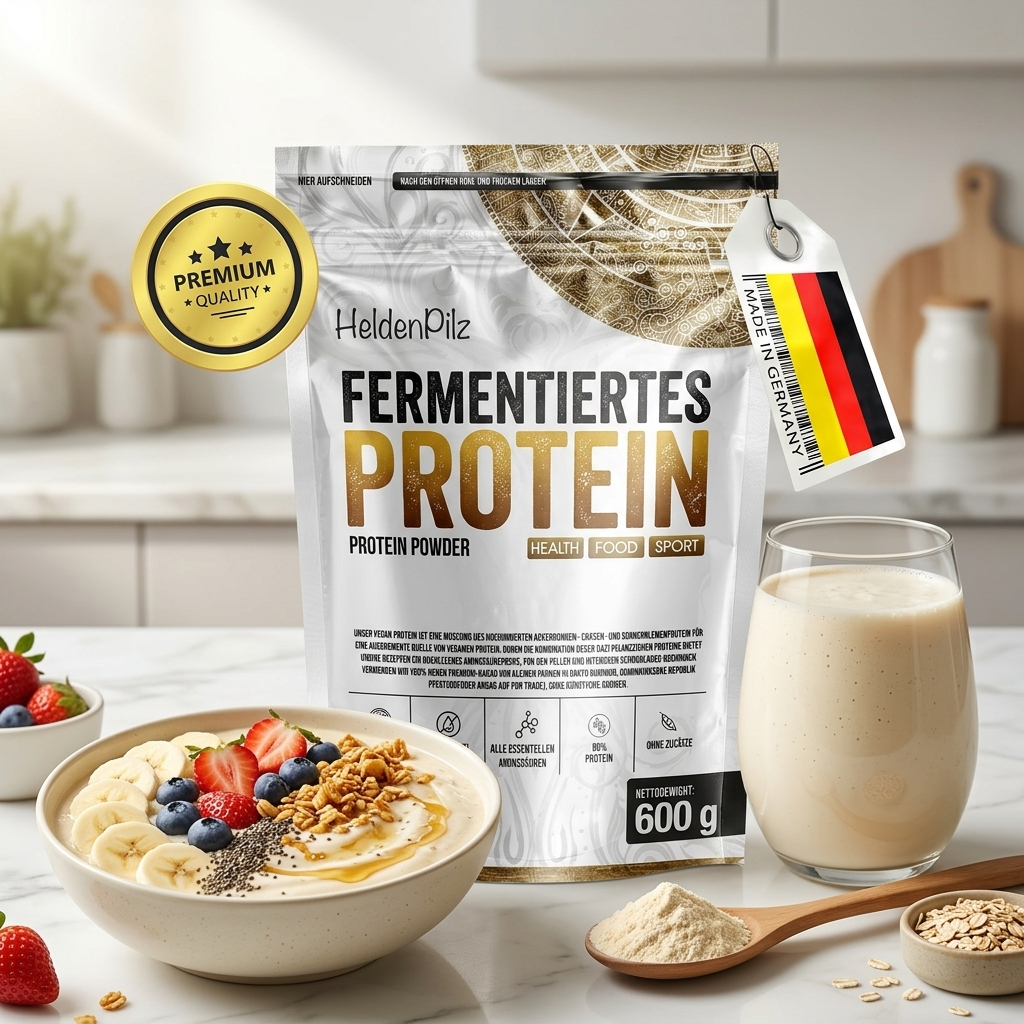Fermentiertes Protein 600g - vegan pflanzliches Proteinpulver mit Smoothie-Bowl, Beeren und Hafer