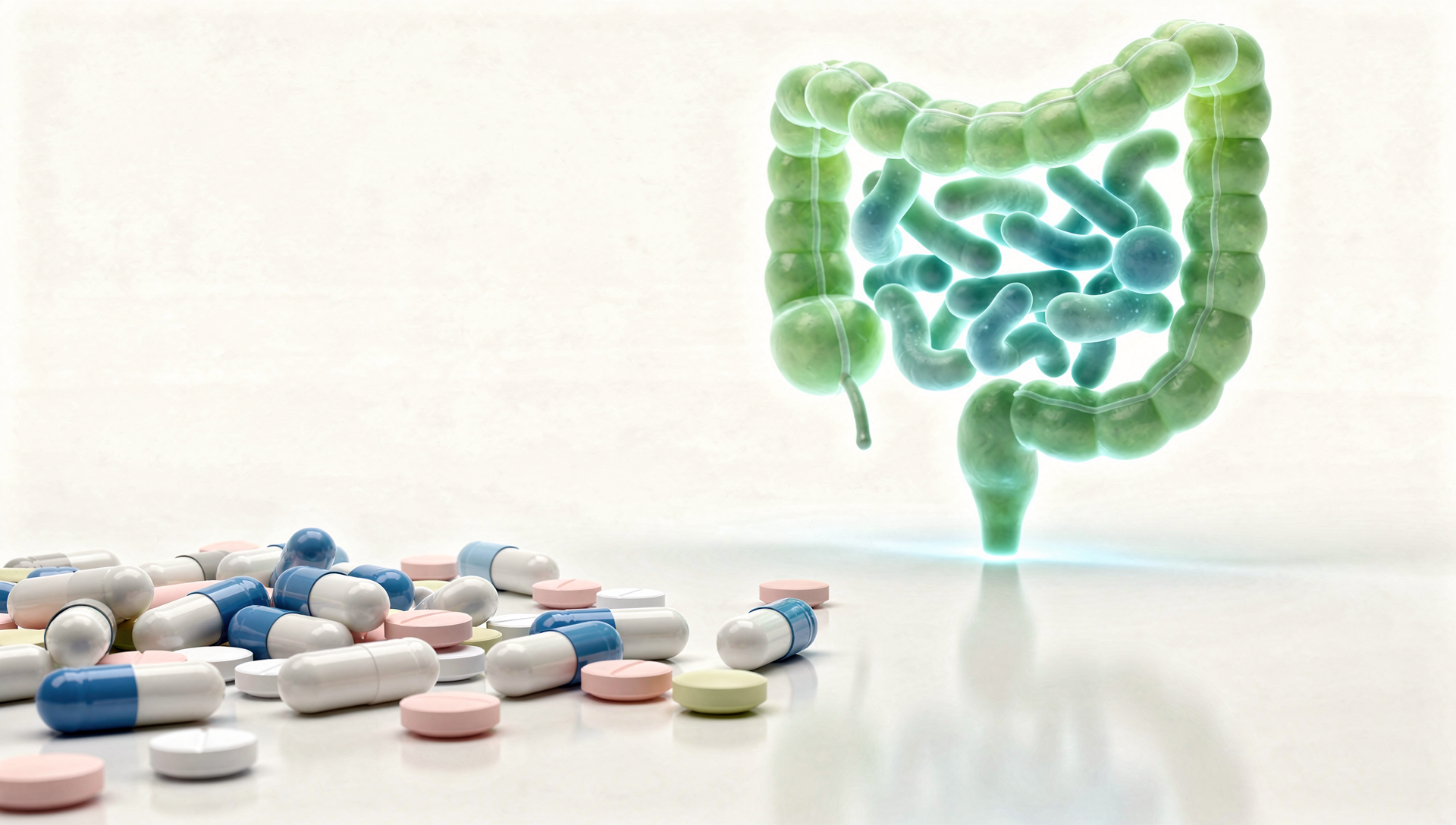 Antibiotika und Darmflora - Medikamente und Mikrobiom Kontrast