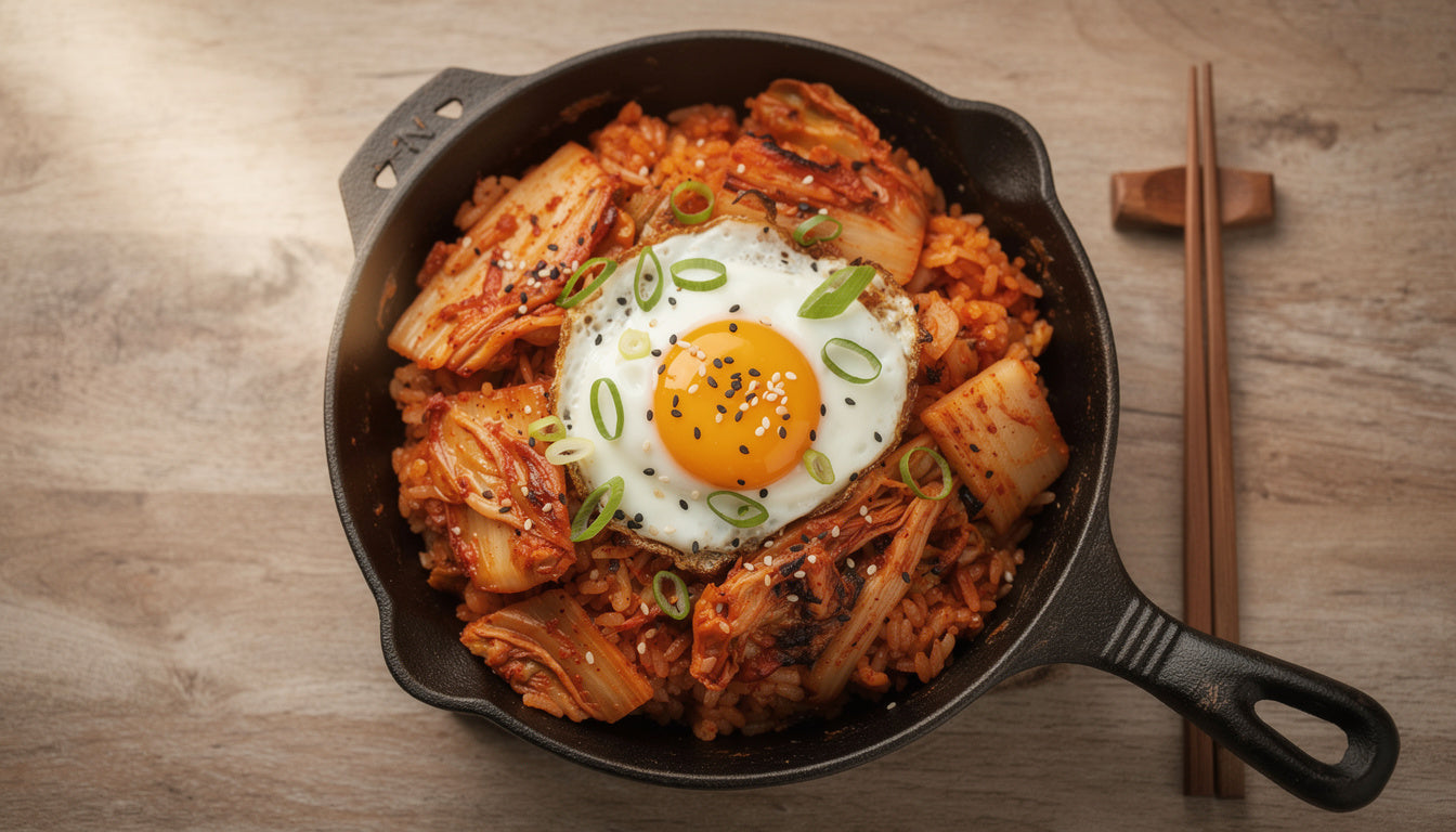 Kimchi Fried Rice mit Spiegelei und Sesam