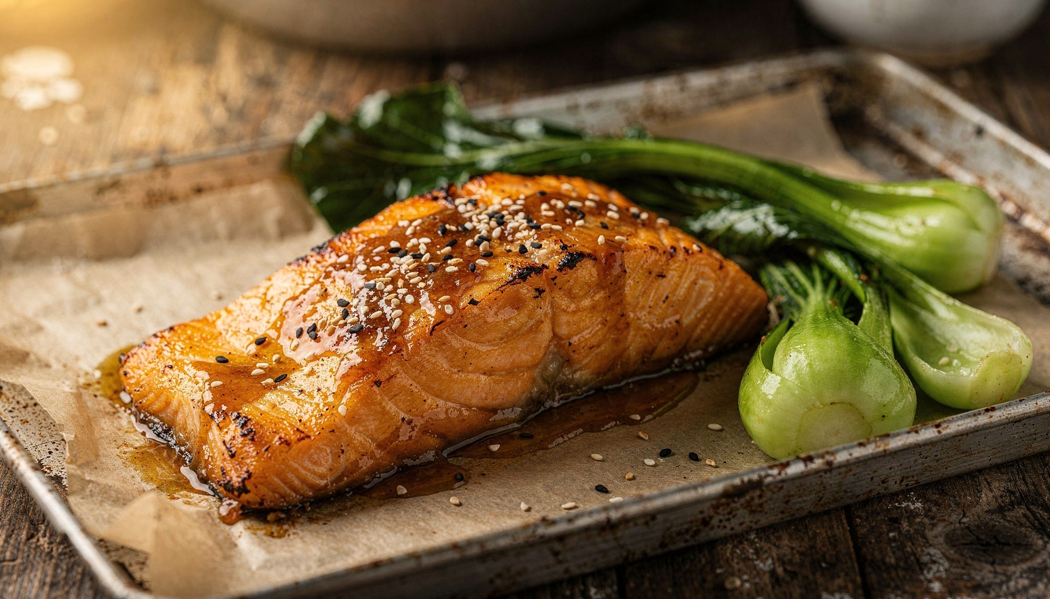 Miso-Lachs im Ofen mit karamellisierter Glasur