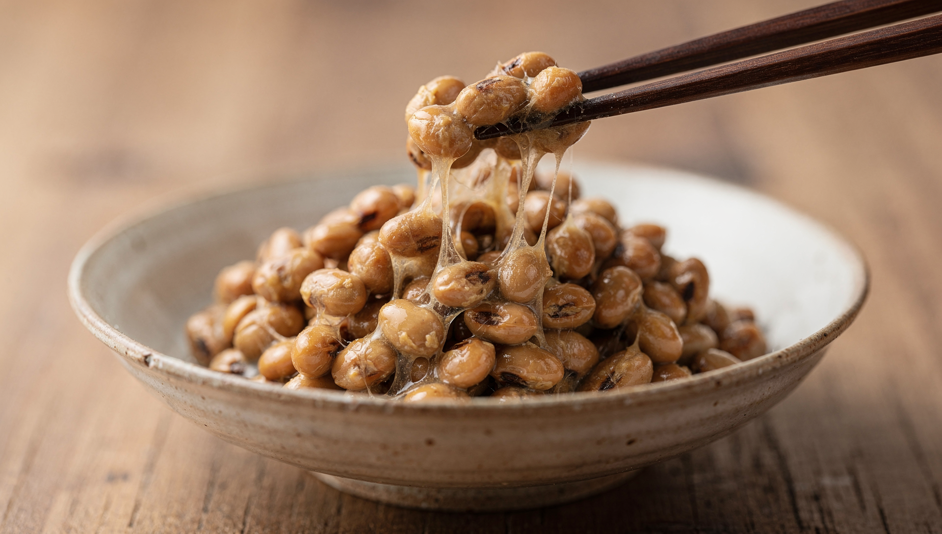 Traditionelles japanisches Natto mit klebrigen Fäden