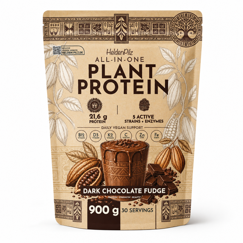 HeldenPilz All-in-One Plant Protein Dark Chocolate Fudge, 900 g Beutel