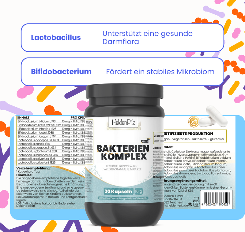 Bakterien-Komplex – Deine Unterstützung für eine gesunde Darmflora  Natürlich. Wissenschaftlich. Hochwirksam.