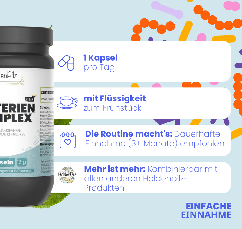 Bakterien-Komplex – Deine Unterstützung für eine gesunde Darmflora  Natürlich. Wissenschaftlich. Hochwirksam.