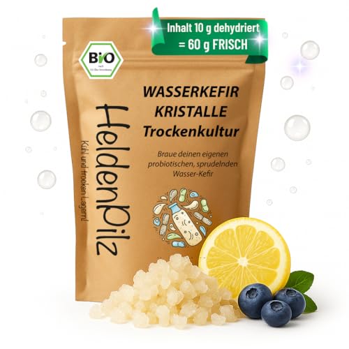 BIO Wasserkefir Kristalle getrocknet 10g - HeldenPilz Verpackung