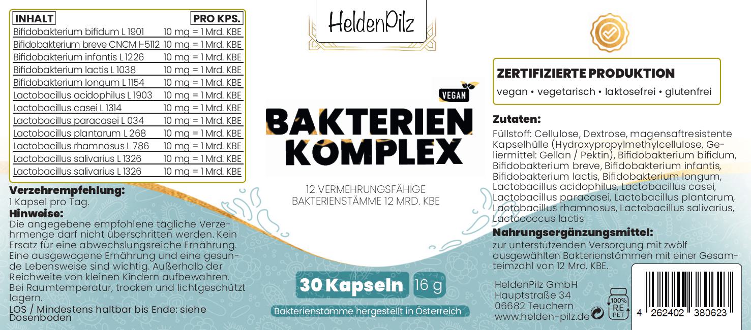 Bakterien-Komplex – Deine Unterstützung für eine gesunde Darmflora  Natürlich. Wissenschaftlich. Hochwirksam.