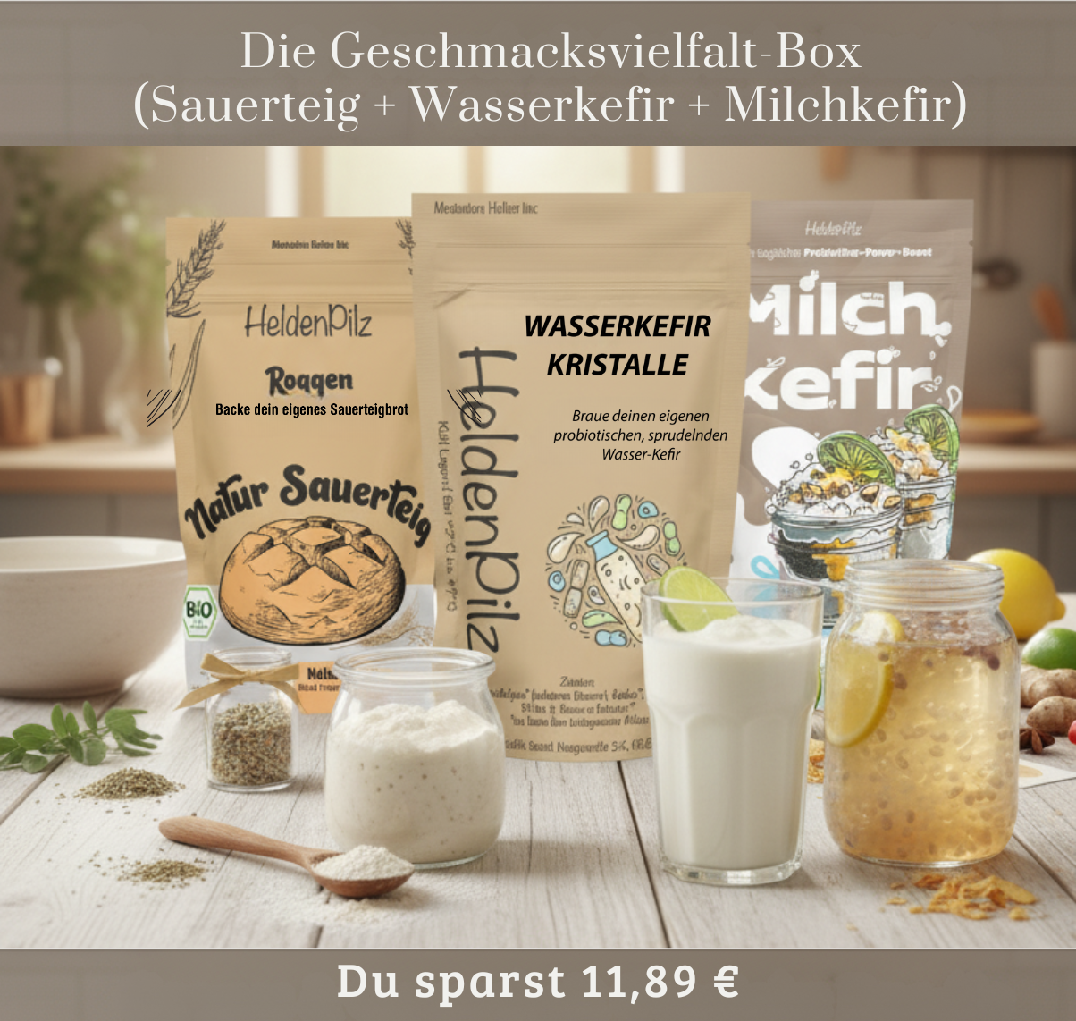🔥 Die Geschmacksvielfalt-Box (Sauerteig + Wasserkefir + Milchkefir)